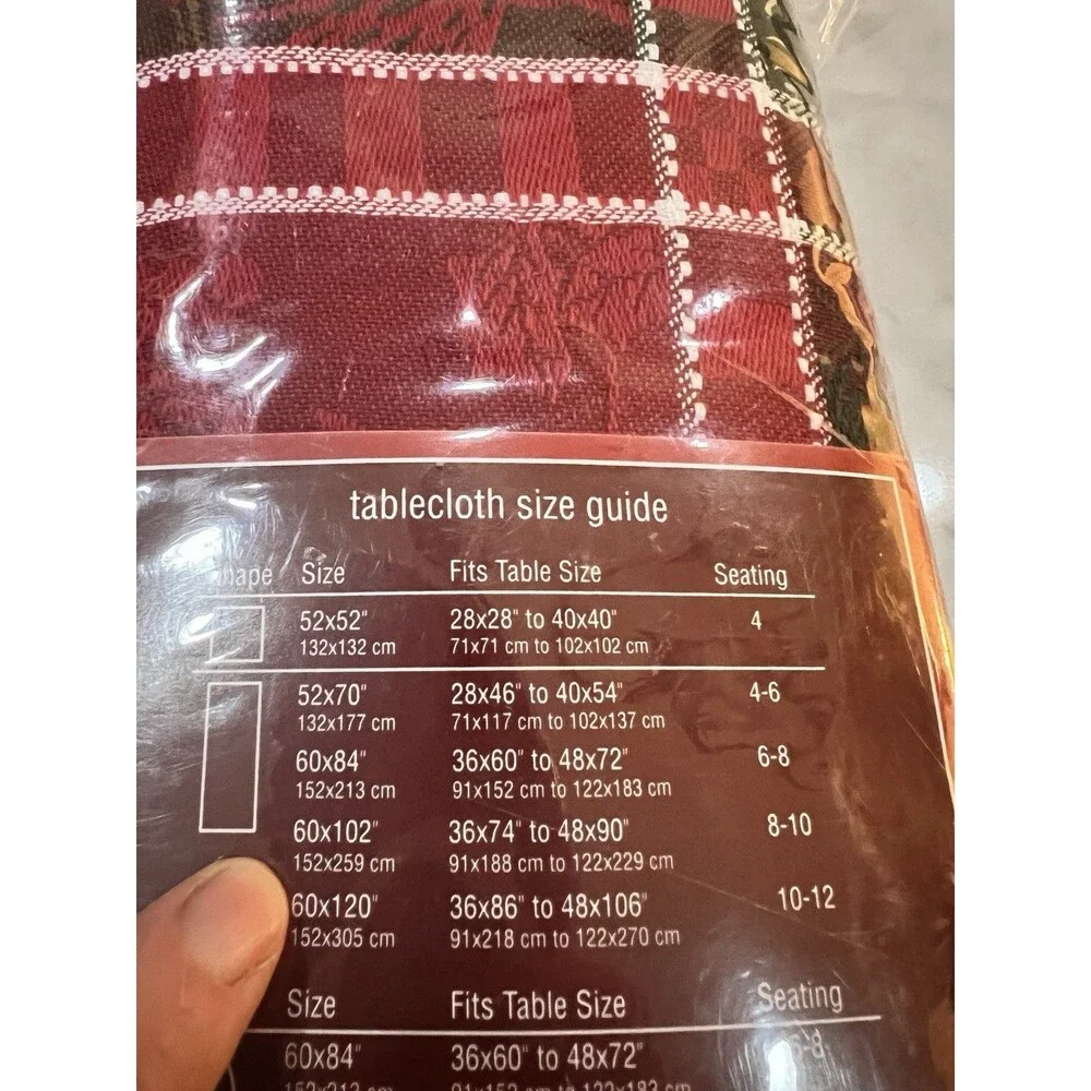 St. Nicholas Square Tablecloth Red Plaid 60”X 102” New 100% Cotton christmas